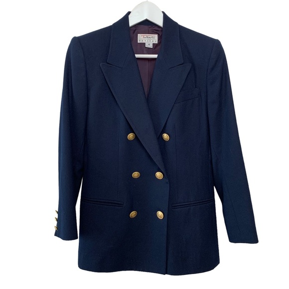 Talbots Jackets & Blazers - Vintage 80s 90s Talbots Blazer Double Breasted Gold Buttons Navy Blue 4P Wool